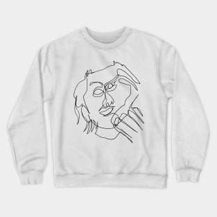 Continuous line drawing face #3 graphic (black line) Crewneck Sweatshirt